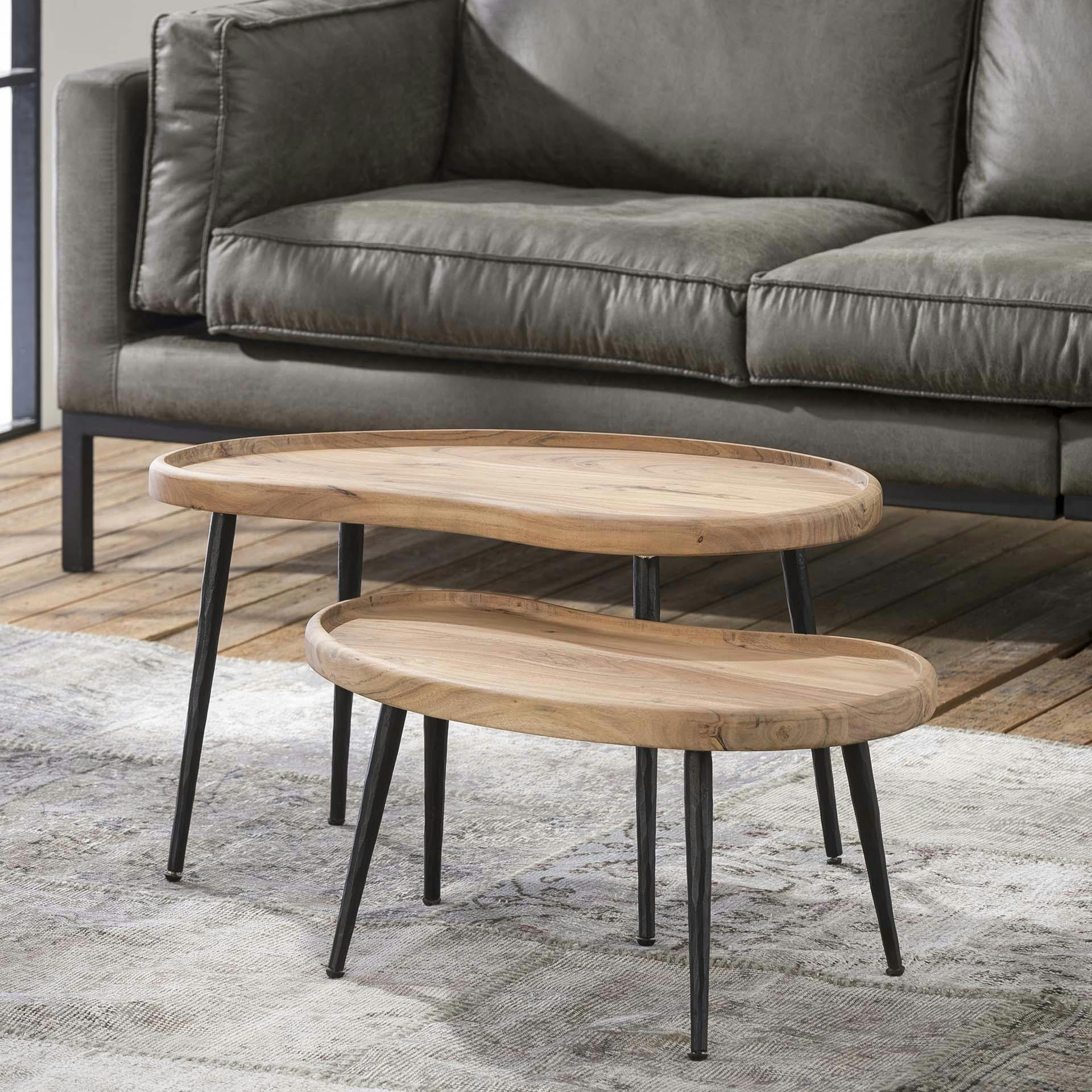 Table gigogne bois forme haricot (2 pièces) TRIBECA