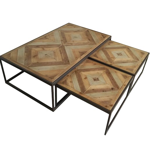 Table gigogne bois métal SEVILLE (lot de 3 tables)