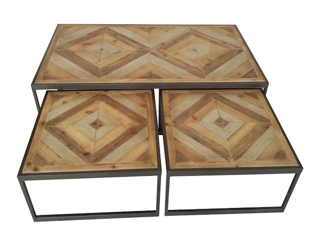 Table gigogne bois métal SEVILLE (lot de 3 tables)