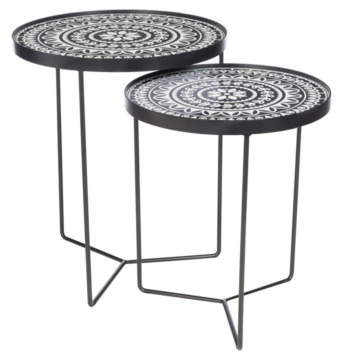 Table gigogne bois noir et blanc (lot de 2)