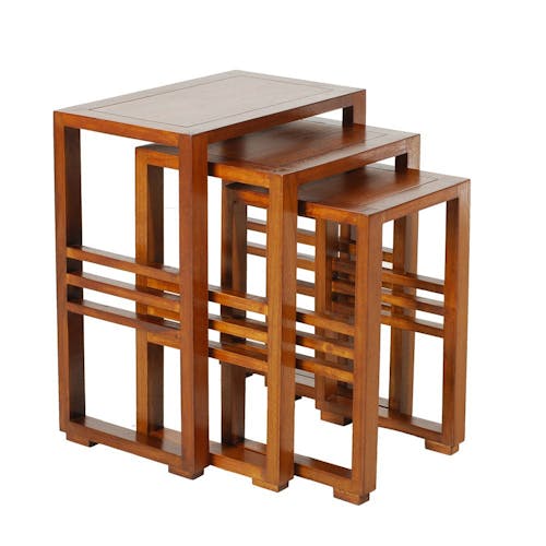 Table gigogne bois style colonial LOLA (lot de 3)