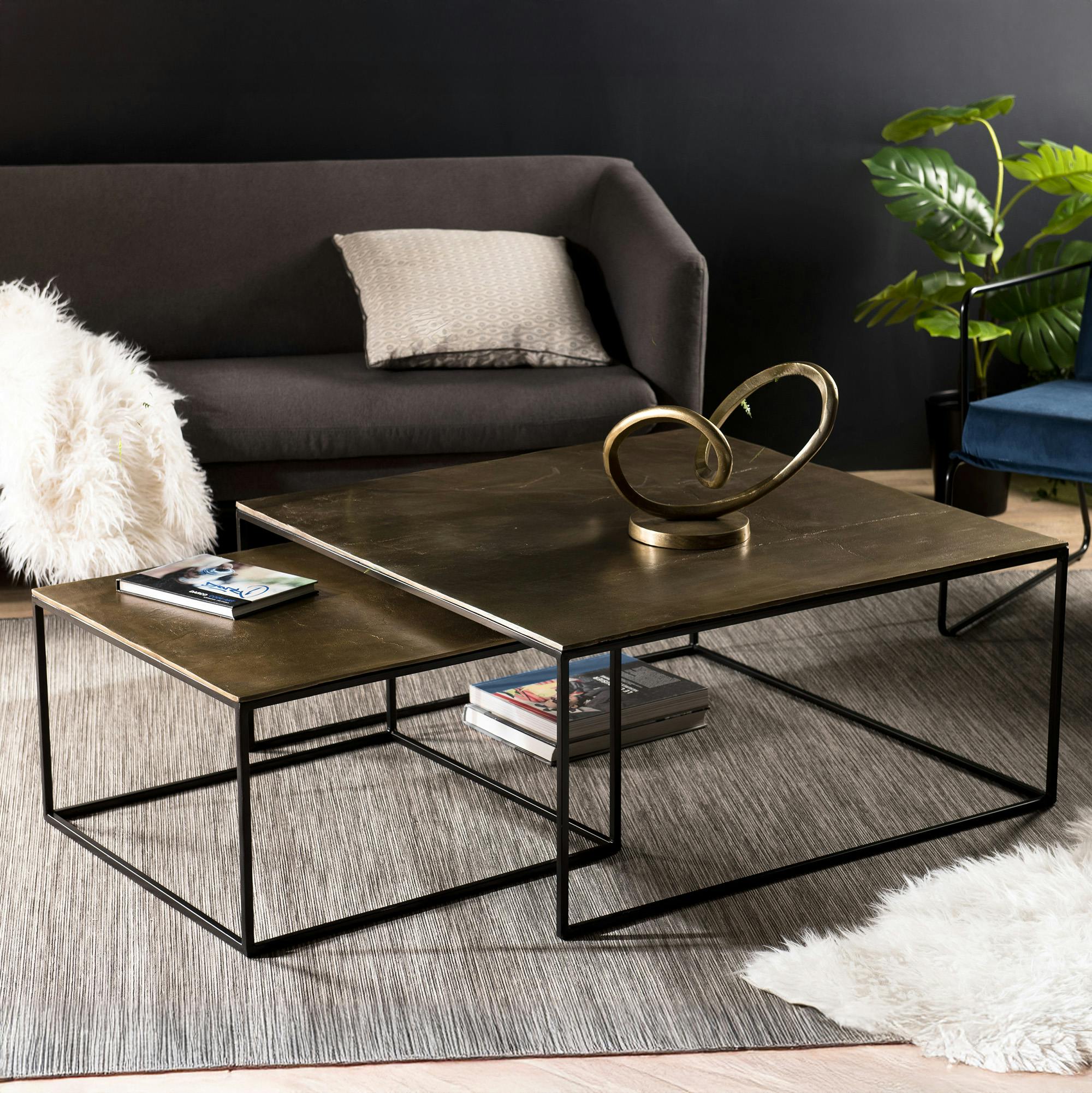 Table gigogne carrée dorée (2 pièces) ZALA