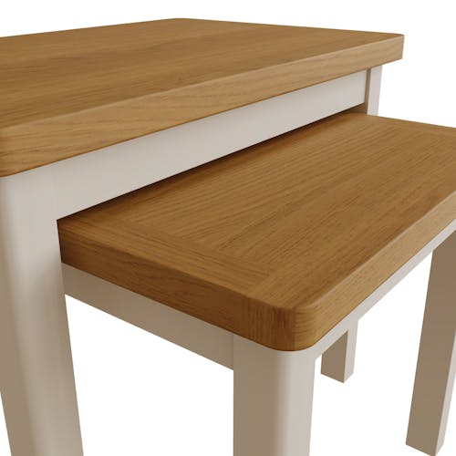 Table gigogne en bois finition gris clair (lot de 2) BATH