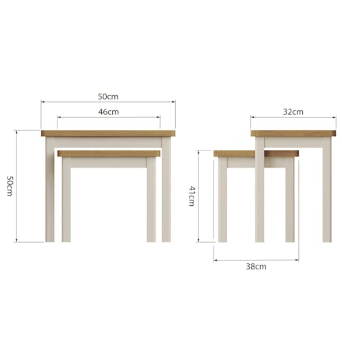Table gigogne en bois finition gris clair (lot de 2) BATH