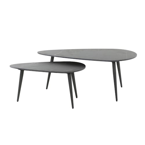 Table gigogne en céramique noire forme triangulaire (lot de 2) GALWAY