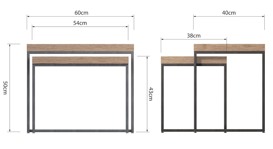 Table gigogne en chêne (2 pièces) PIANA