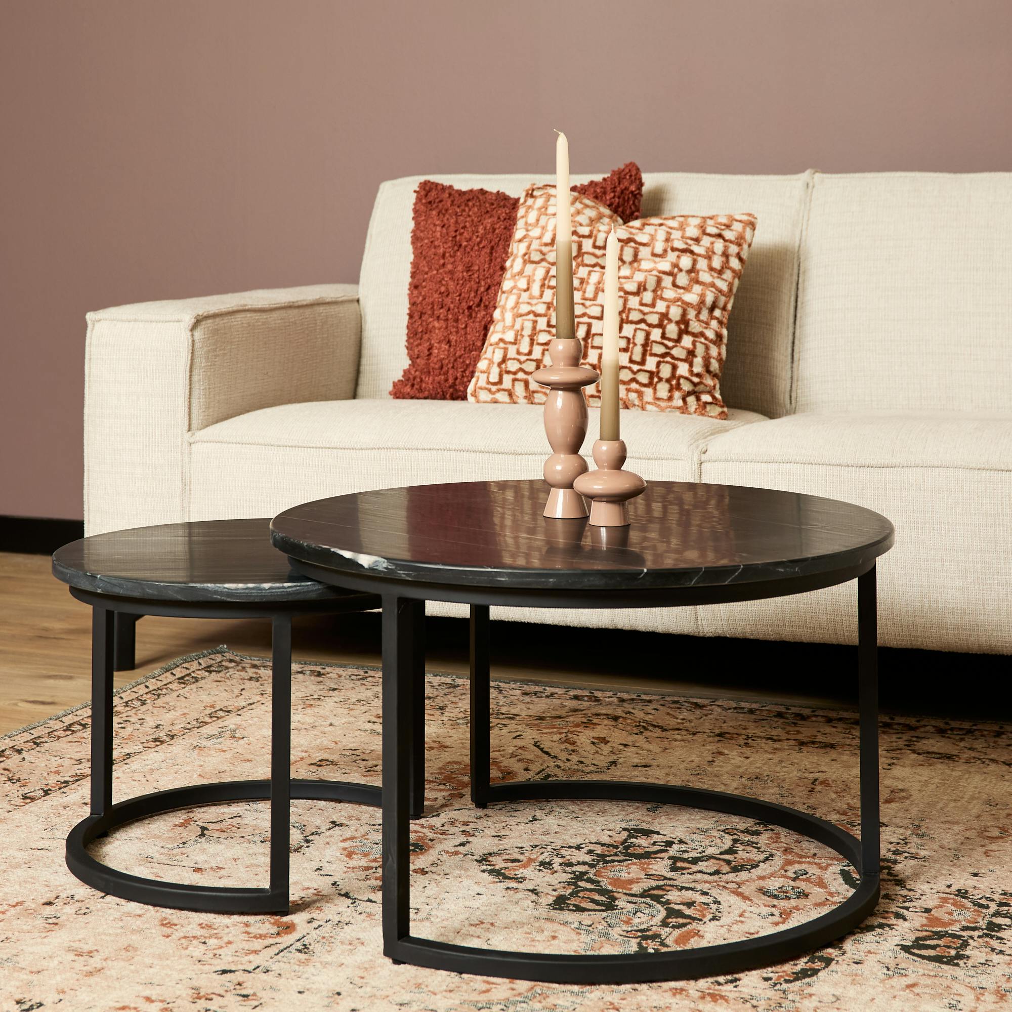 Table gigogne en marbre noir (lot de 2) DUOMO