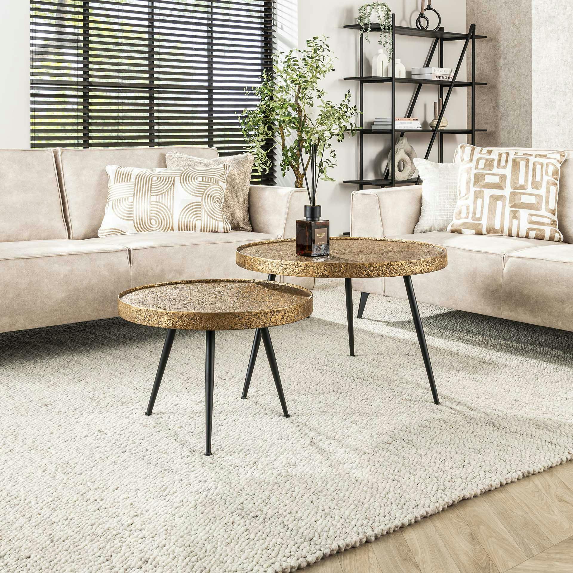 Table gigogne industrielle effet métal doré (lot de 2)