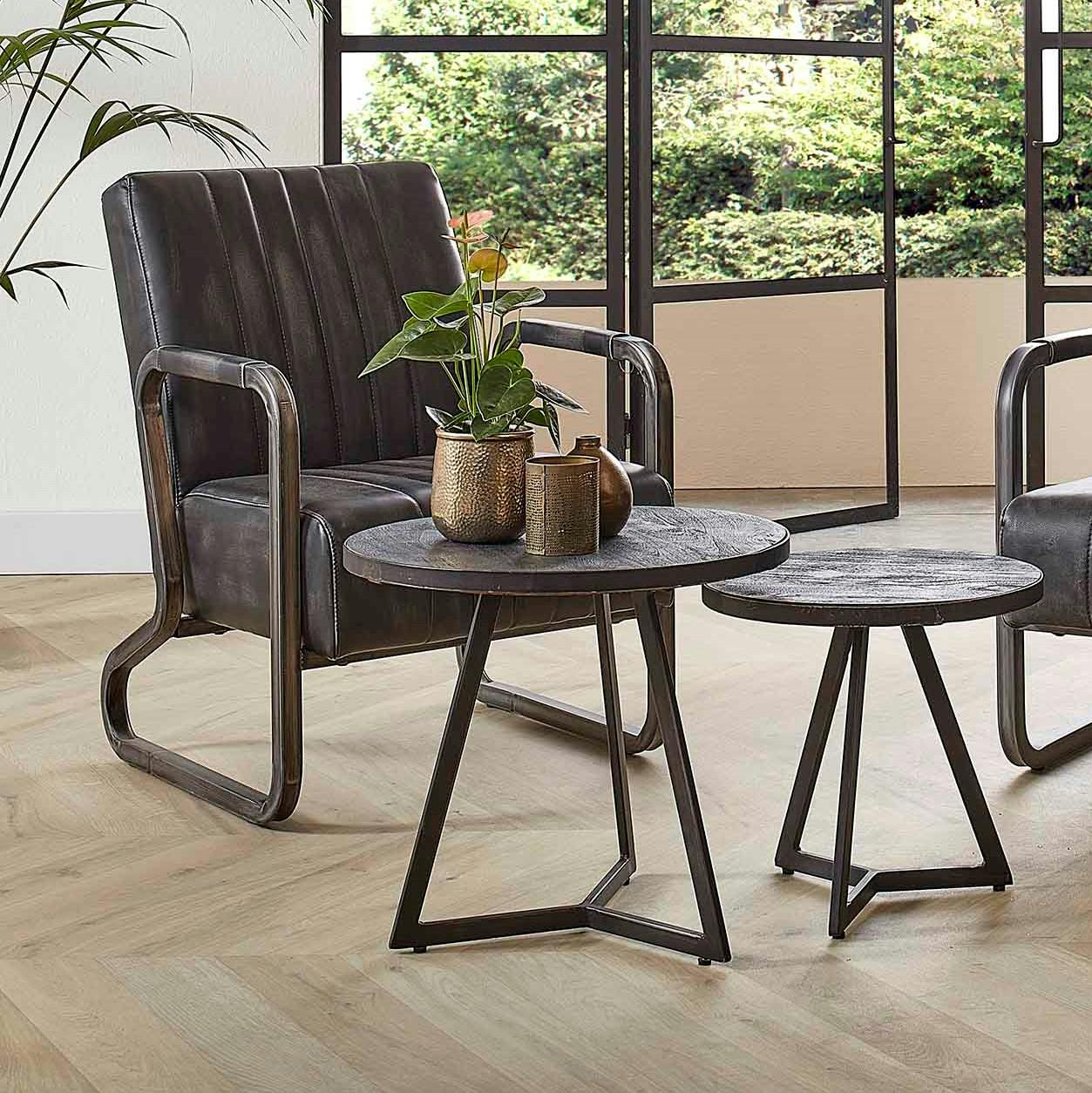 Table gigogne noire HALIFAX (2 pièces)