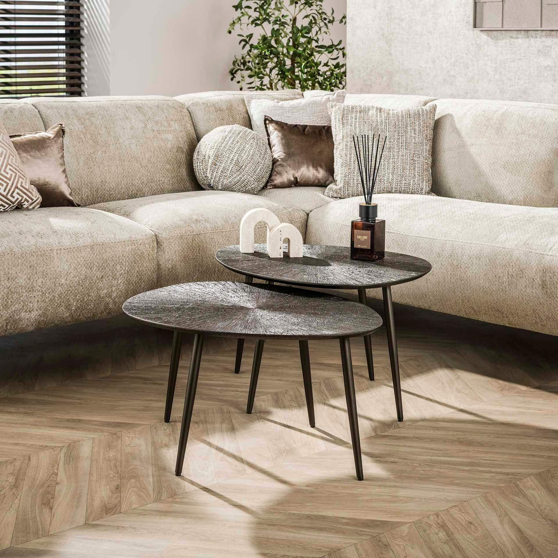 Table gigogne organique – soleil brun bronze (lot de 2) RALF