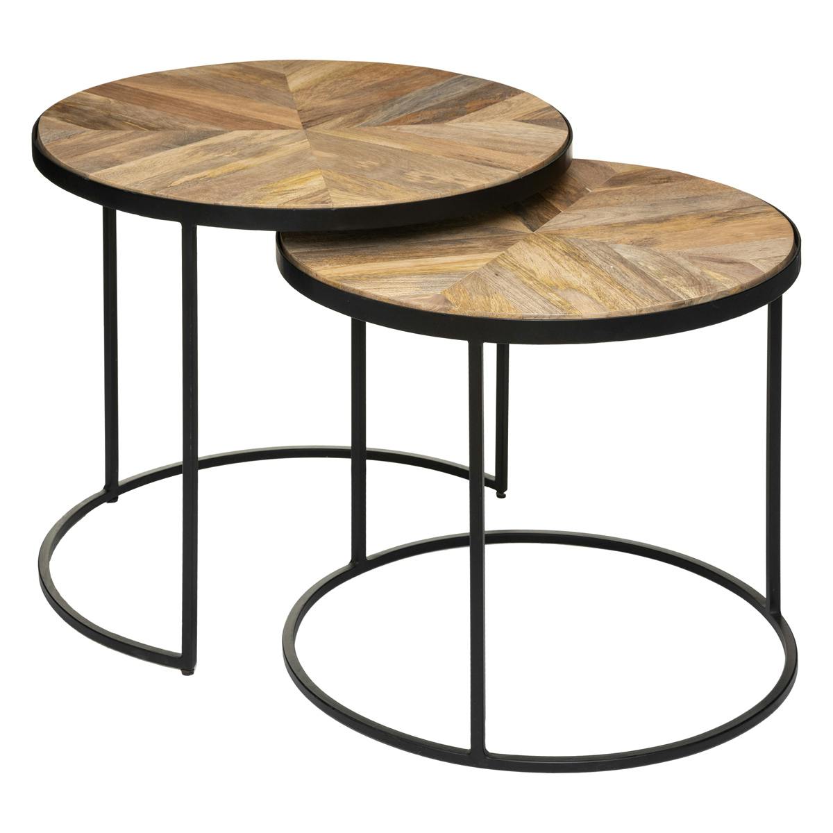Table gigogne ronde en bois de manguier et métal (2 pièces) CAIRNS