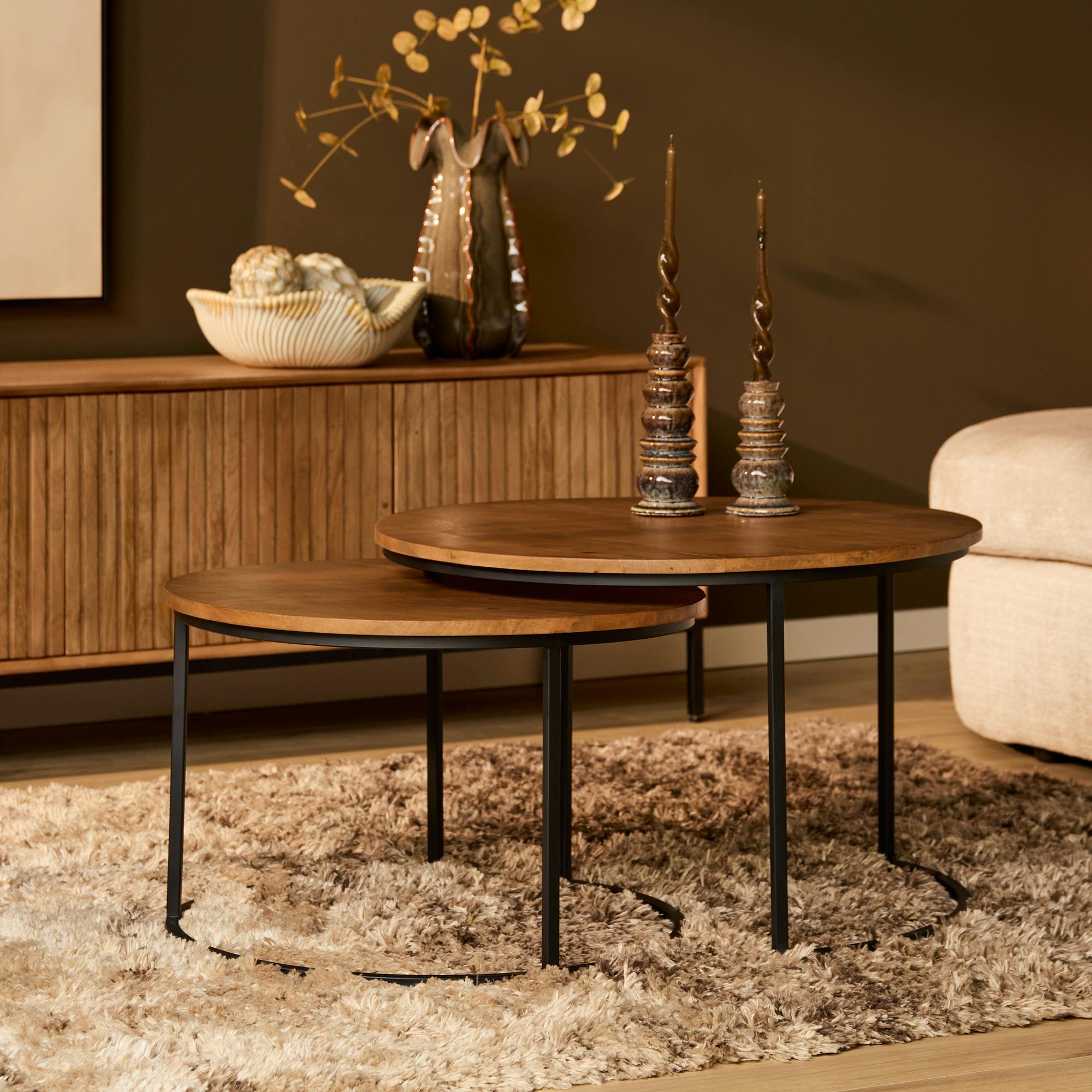 Table gigogne ronde en bois (lot de 2) CORTINA