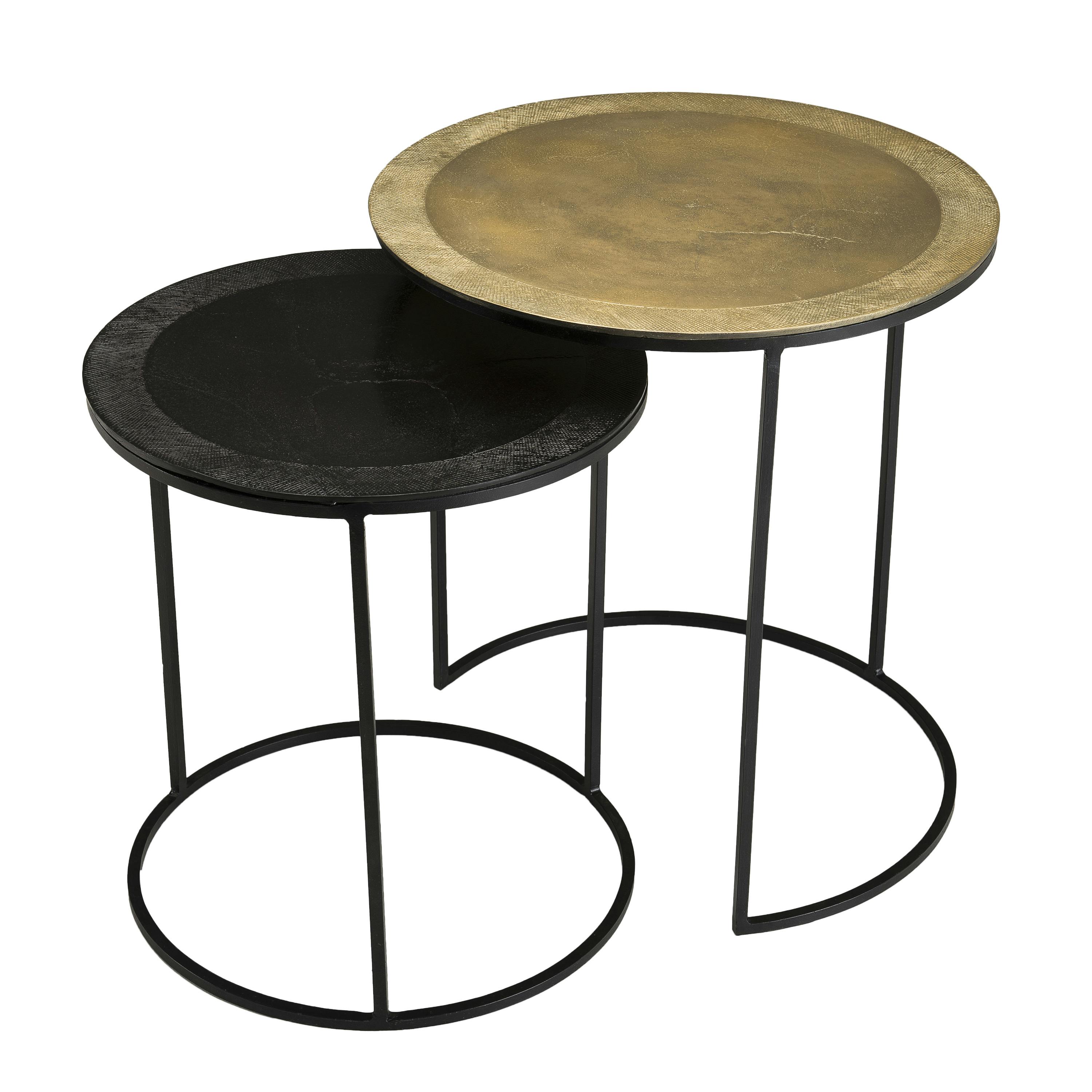 Table gigogne ronde noir et or (lot de 2) ZALA