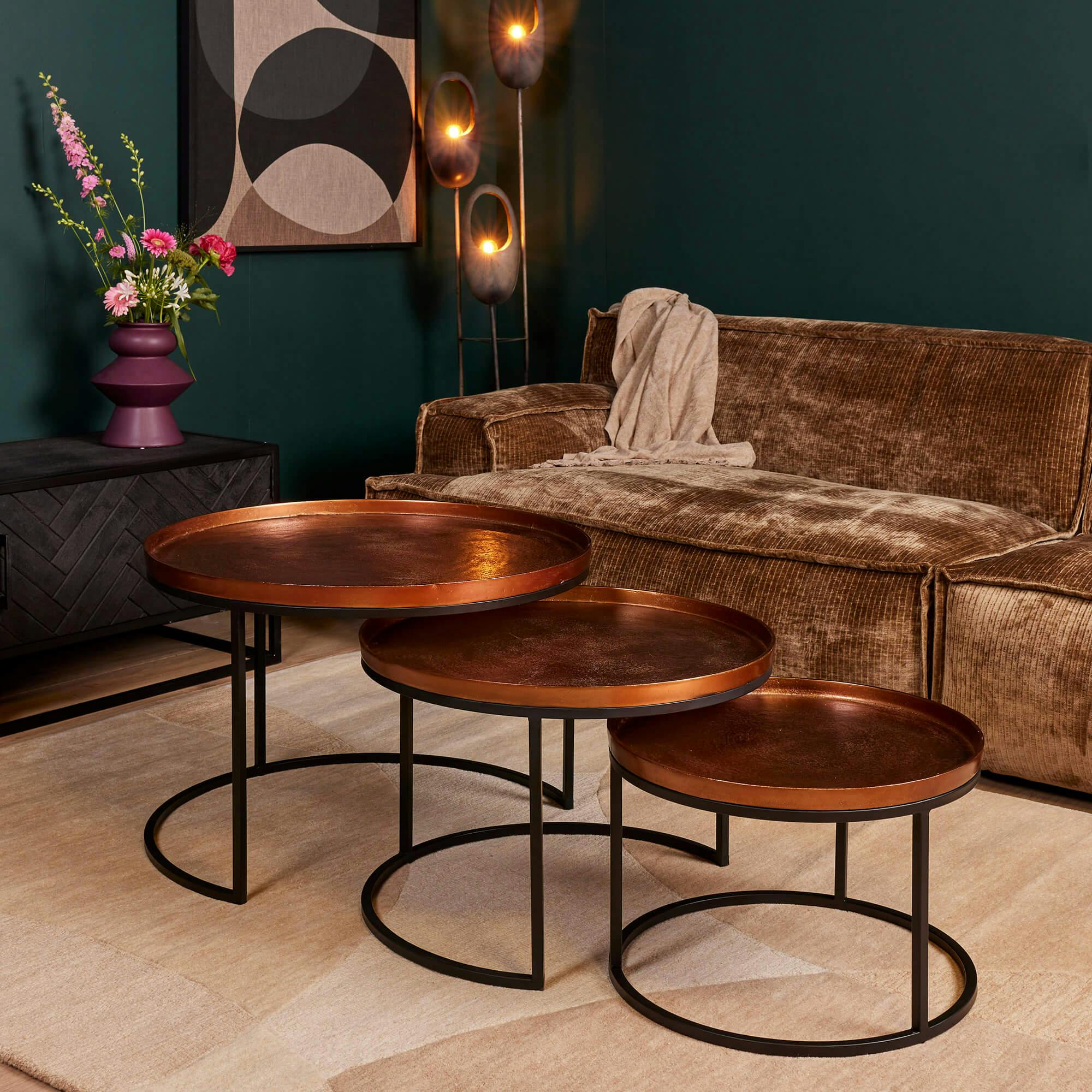 Table gigogne salon métal cuivré (lot de 3) KANO