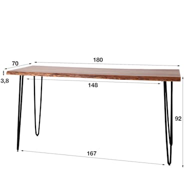 Table haute bois d'acacia massif métal 180 cm MELBOURNE