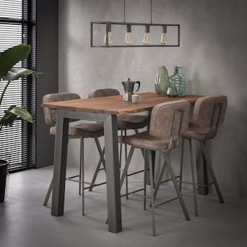 Table haute mange debout bois massif et metal style contemporain