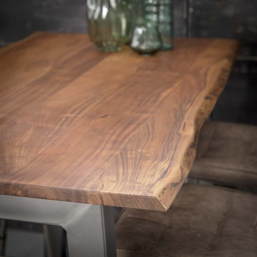 Table haute mange debout bois massif et metal style contemporain