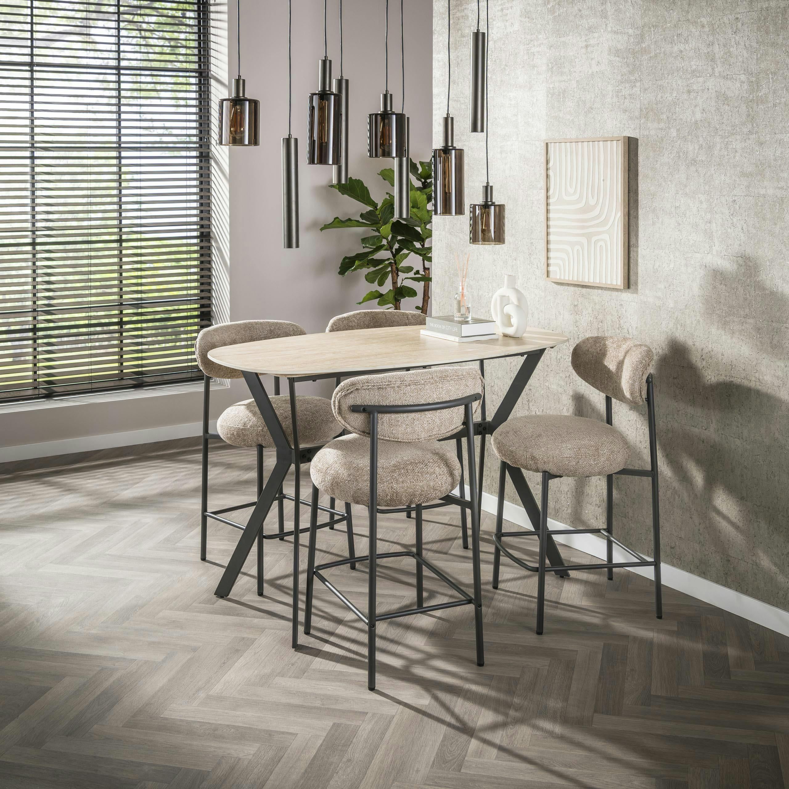 Table haute céramique effet travertin 140 cm ASCOLI