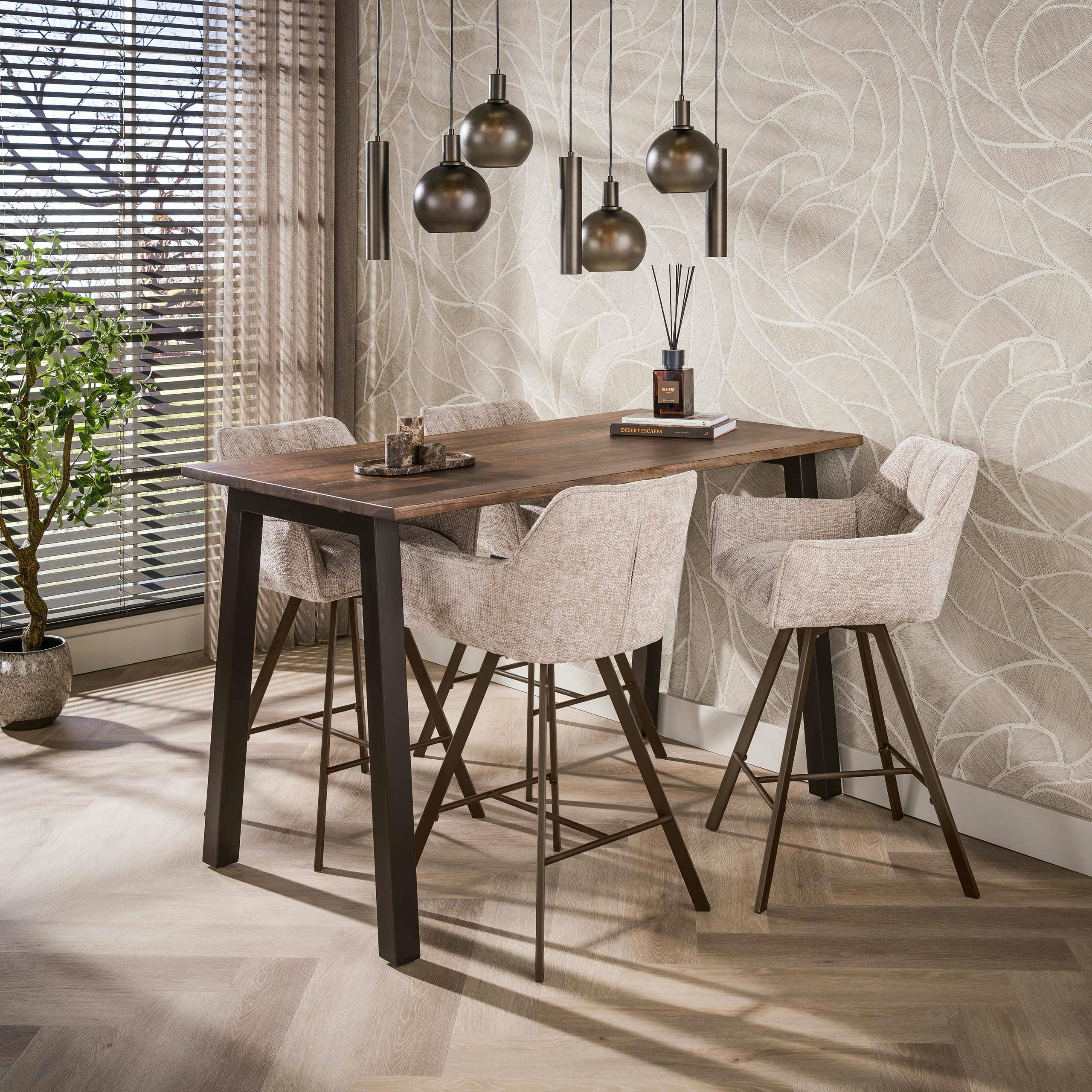 Table haute cuisine en bois d'acacia foncé 147 cm NAKO