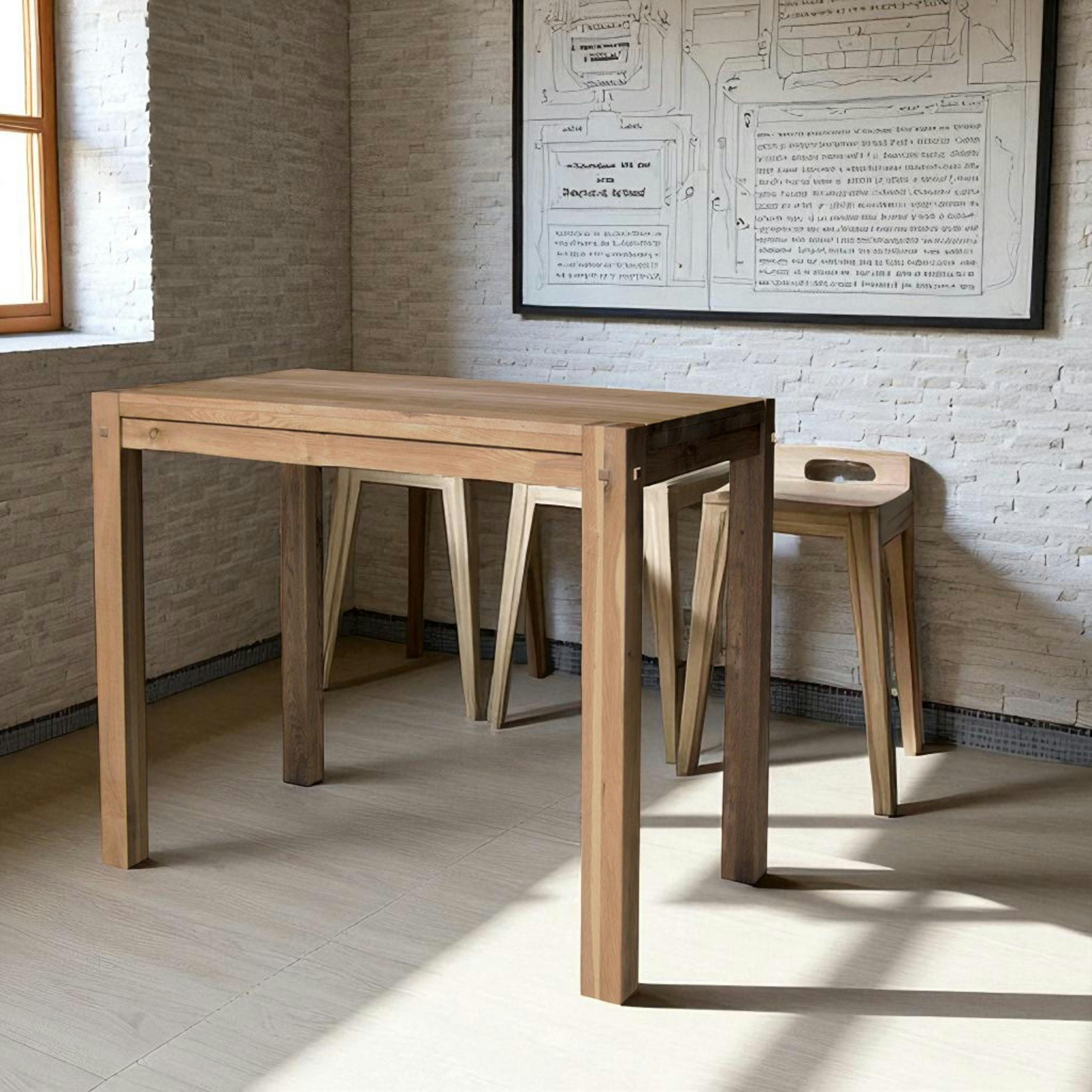 Table haute de cuisine en bois - plateau chêne 150 cm FJORD