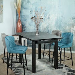 Table haute design en céramique grise 140-200 cm LOMBARDIE