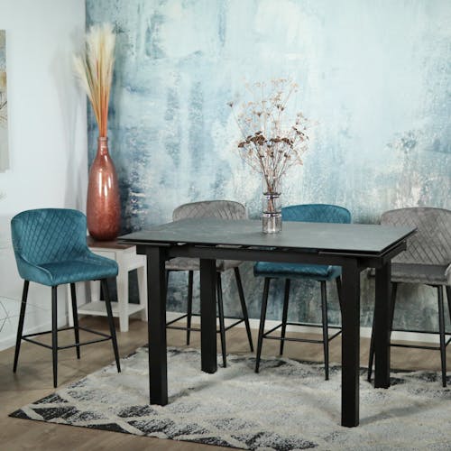 Table haute design en céramique grise 140-200 cm LOMBARDIE