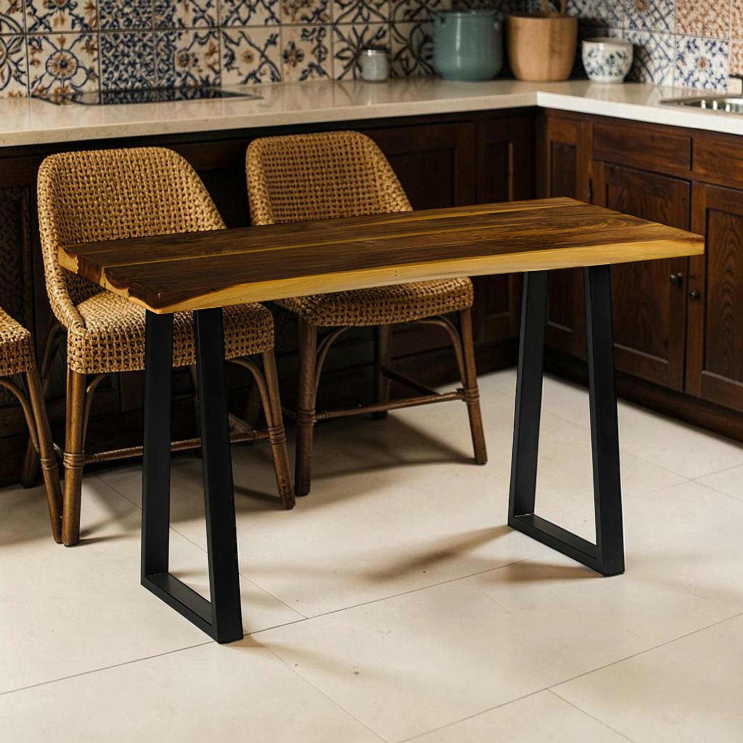Table haute en bois de suar massif 140 cm NAUTA