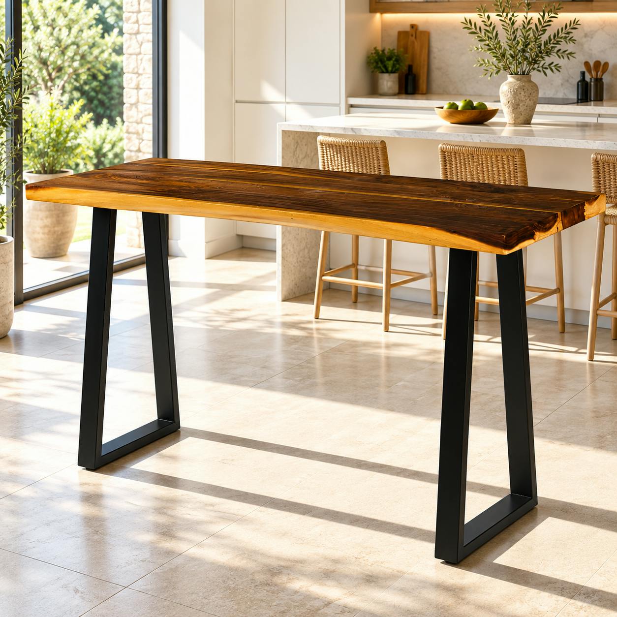 Table haute en bois de suar massif 180 cm NAUTA