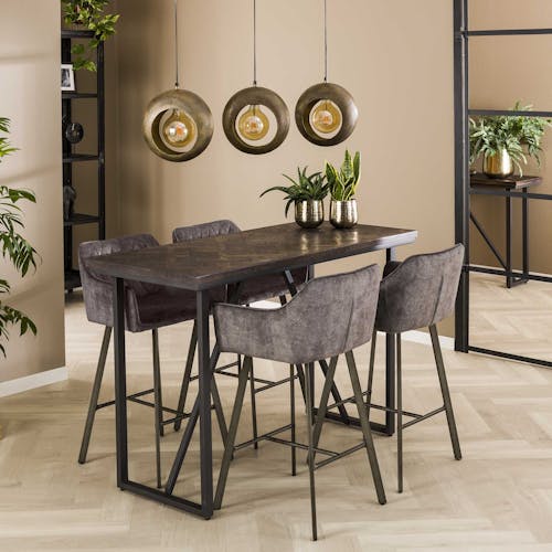 Table haute en bois de teck brun motif croisé 140 cm AMBON