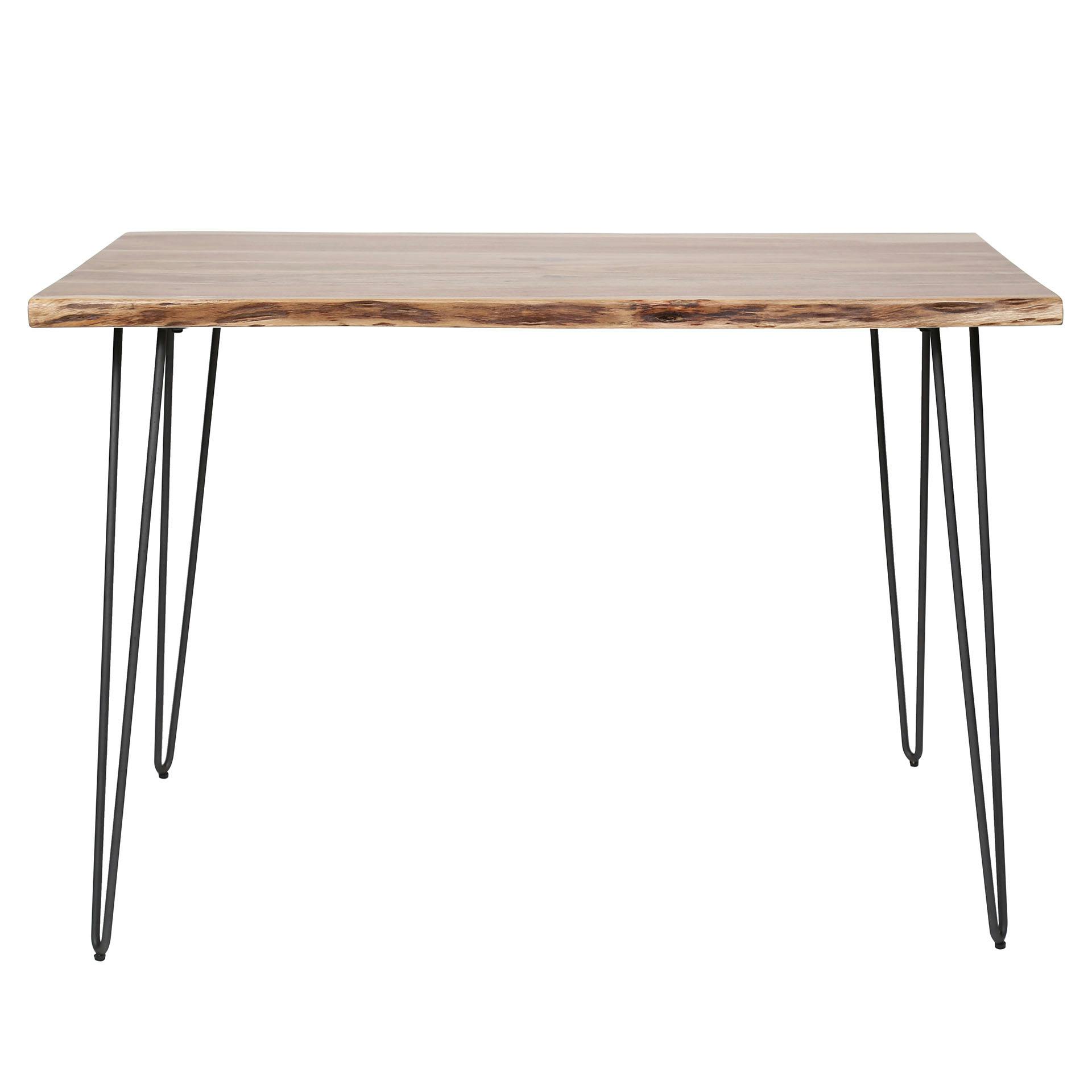 Table haute en bois massif bordure naturelle 130 cm MELBOURNE