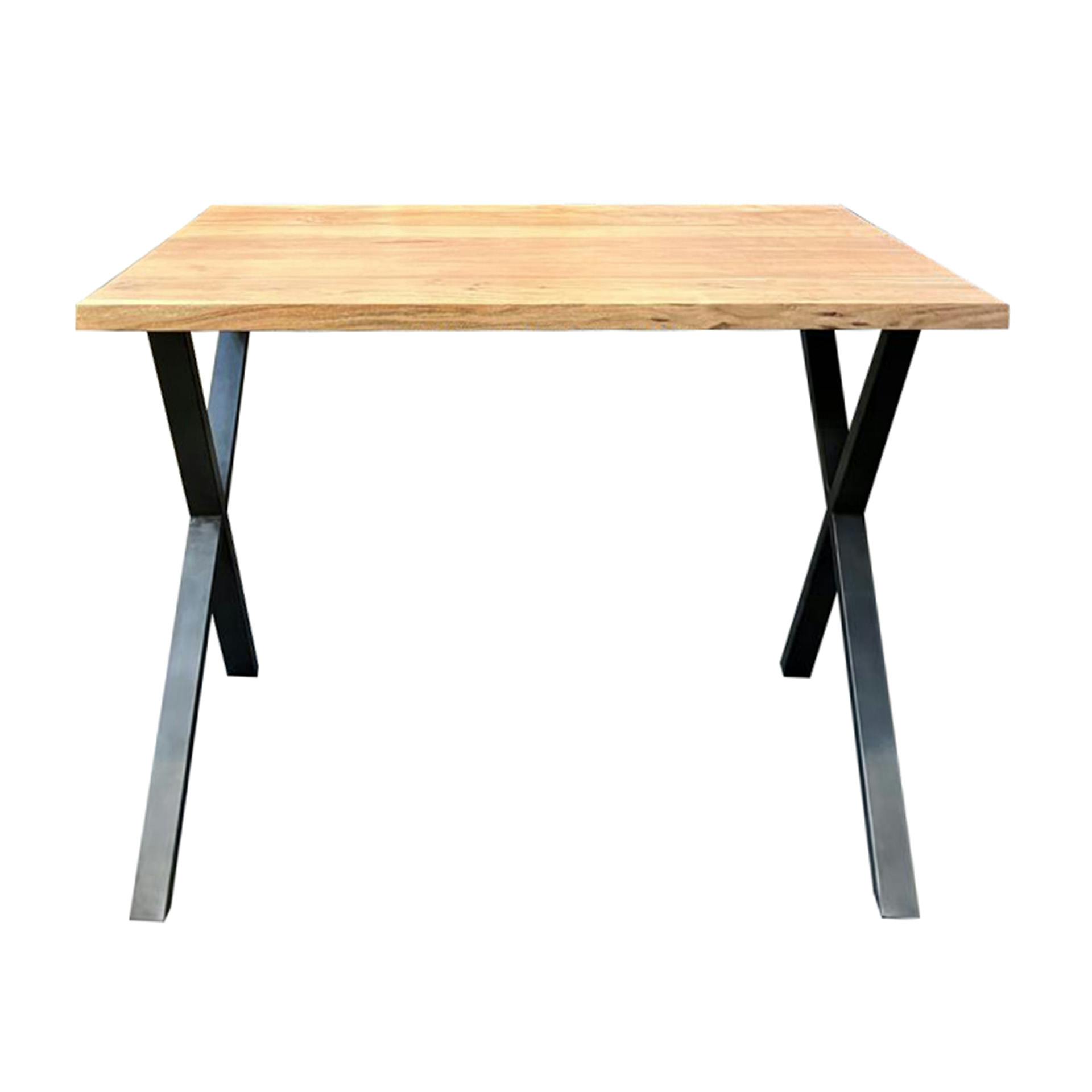 Table haute en bois massif d'acacia pieds en croix 140 cm MELBOURNE