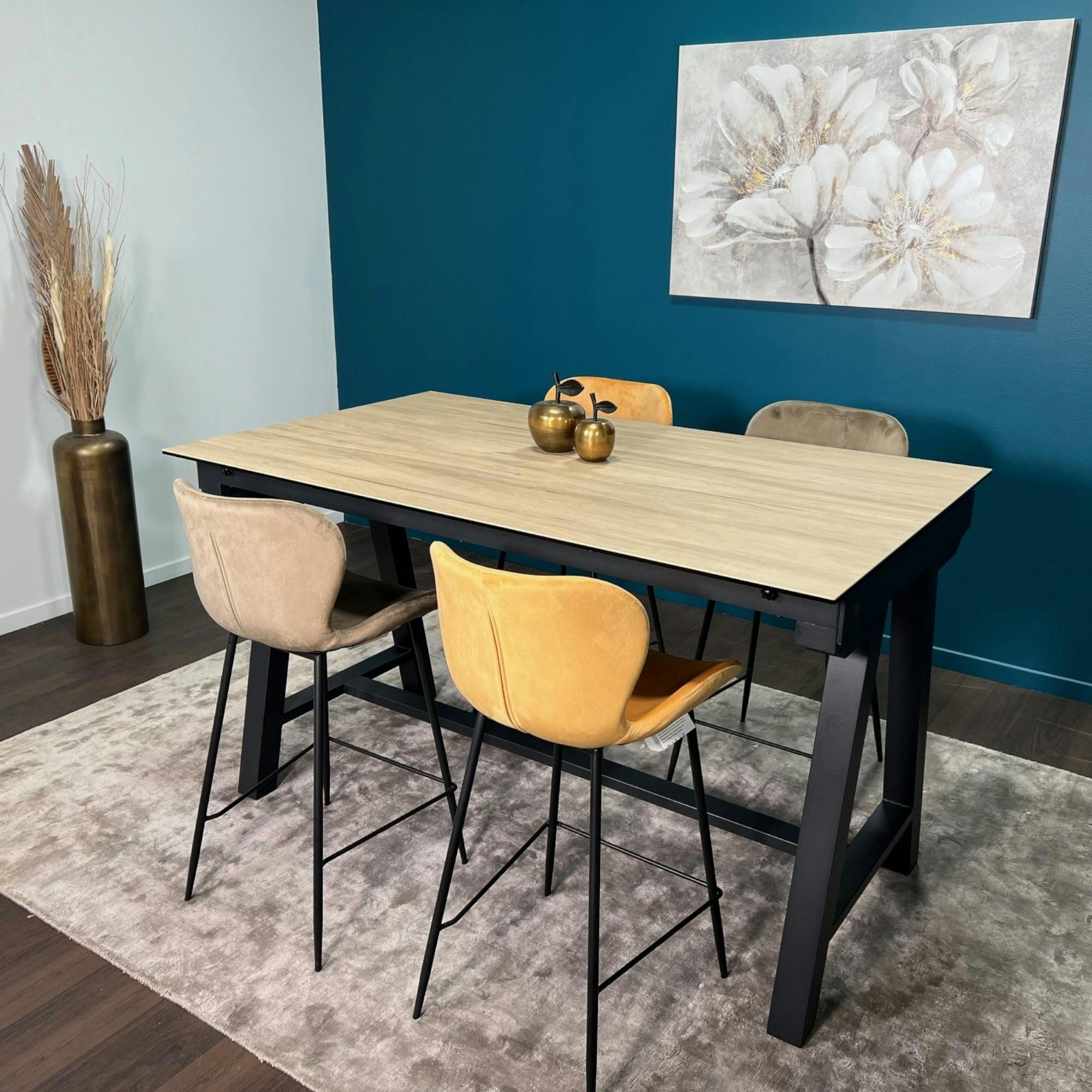 Table haute en céramique extensible effet bois 160-270 cm LOMBARDIE