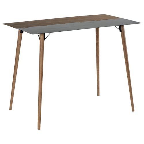 Table haute mange-debout 1m80 en métal plaqué sapin massif et métal, et pieds bois massif 180x60x105cm VULCAN