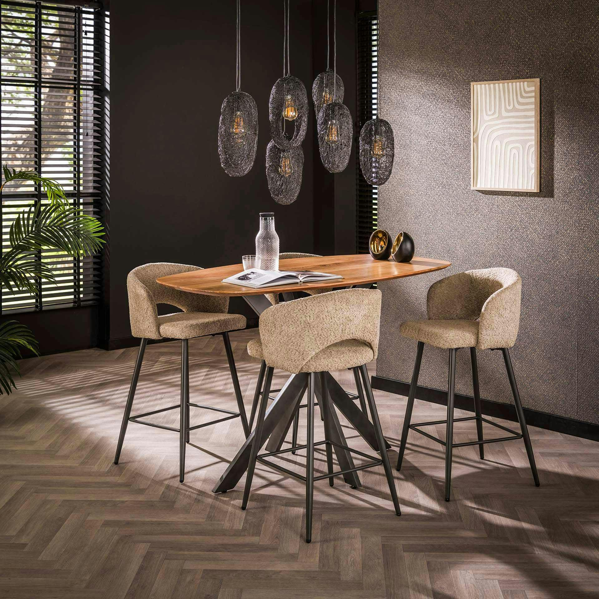 Table haute pied central en bois d'acacia 140 cm MELBOURNE