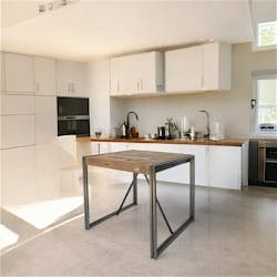 Table haute mange debout en bois recycle et metal style industriel