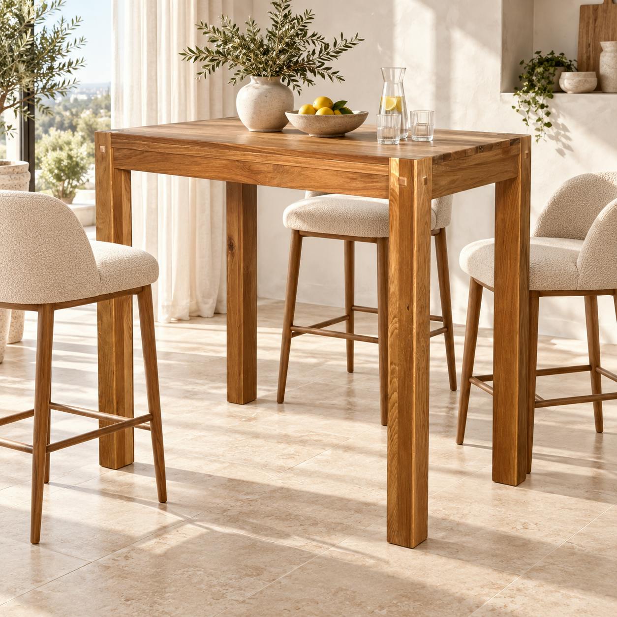 Table haute mange debout en bois de style campagne