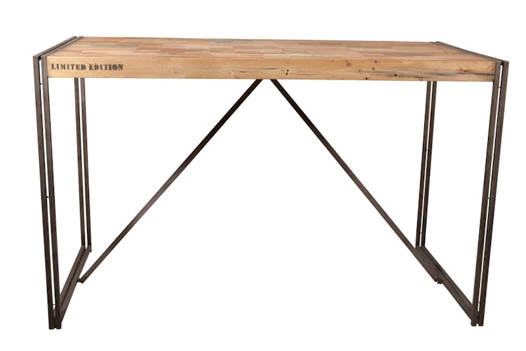 Table haute mange debout style industriel en métal et bois recyclé