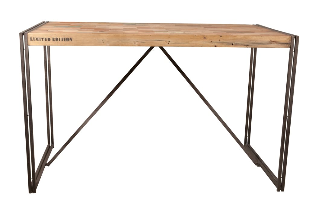 Table haute mange debout en bois recycle et metal style industriel