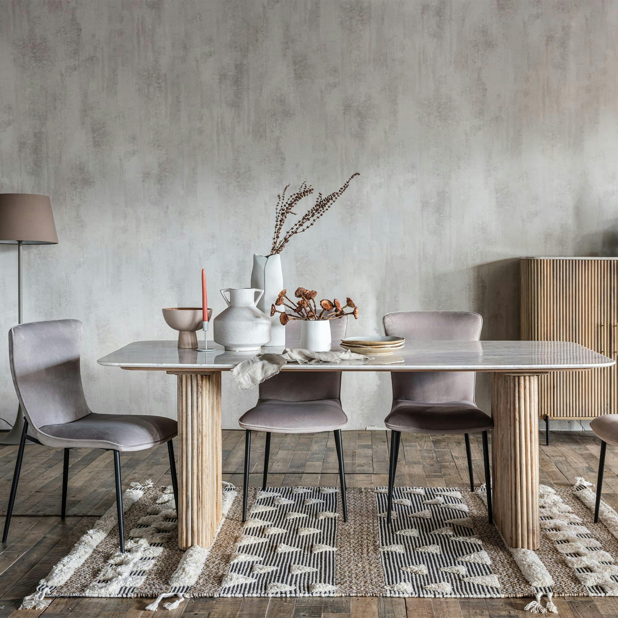 Table marbre et bois 200 cm MASSA, Tables à manger