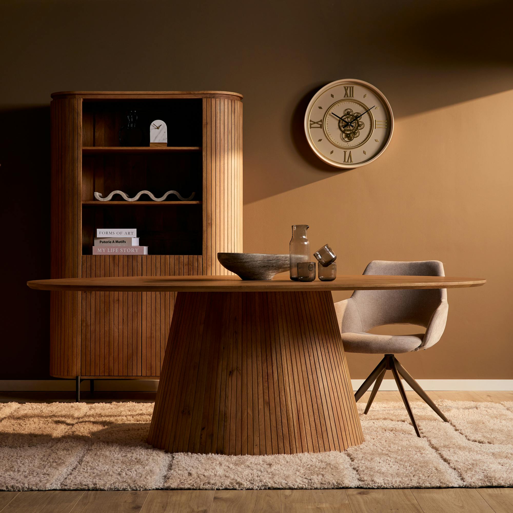 Table ovale bois à pied rainuré 210 cm CALERO