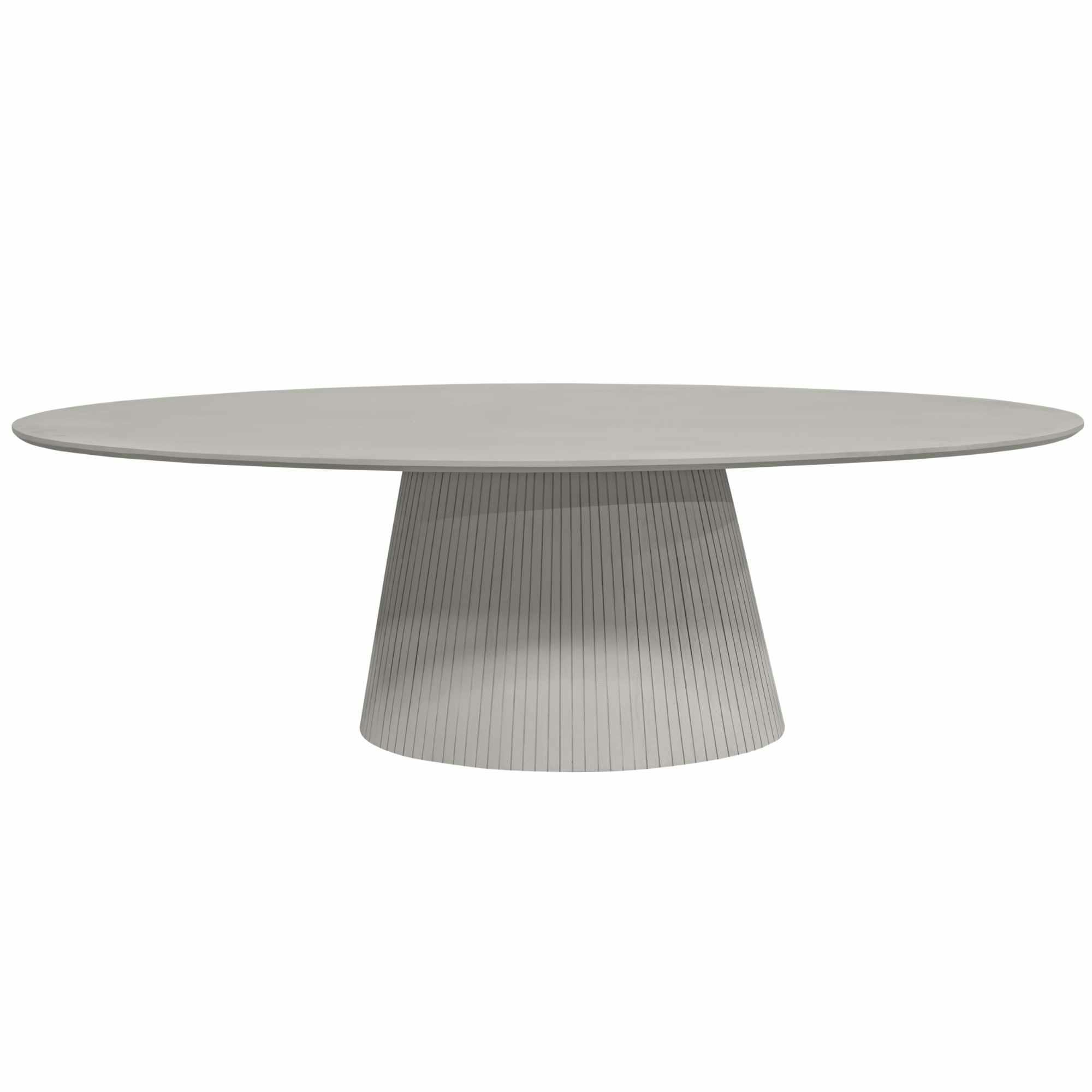 Table ovale bois gris à pied rainuré 210 cm CALERO