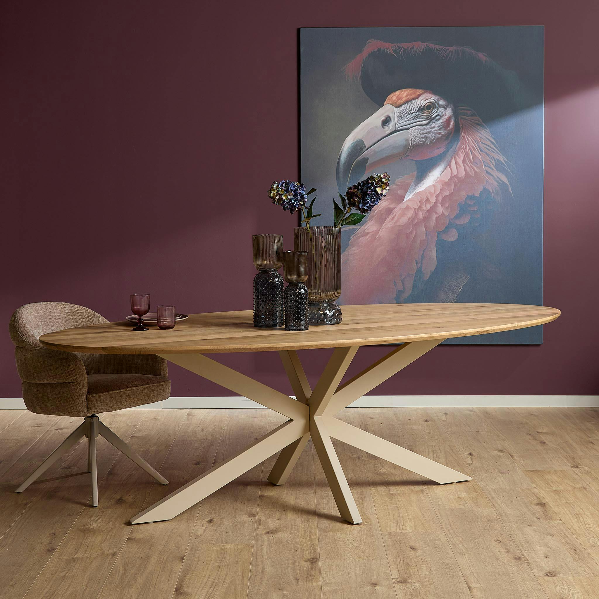 Table ovale en bois pied blanc 280 cm LEXTON