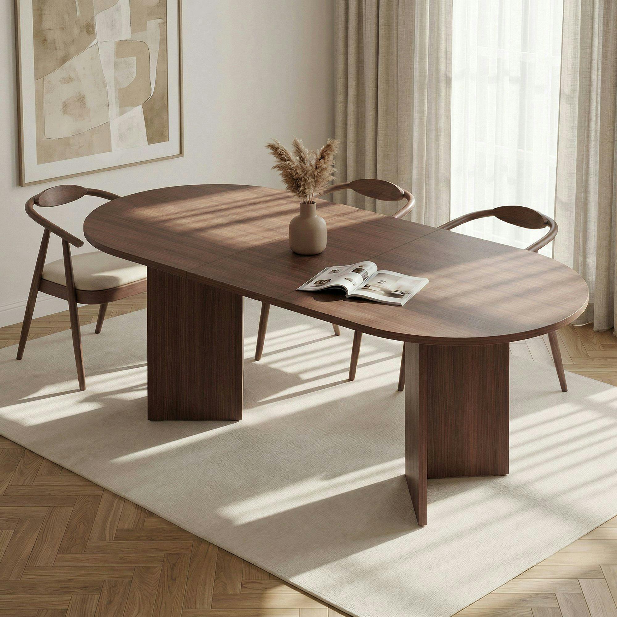 Table ovale extensible effet bois noyer 160-200 cm MARFA