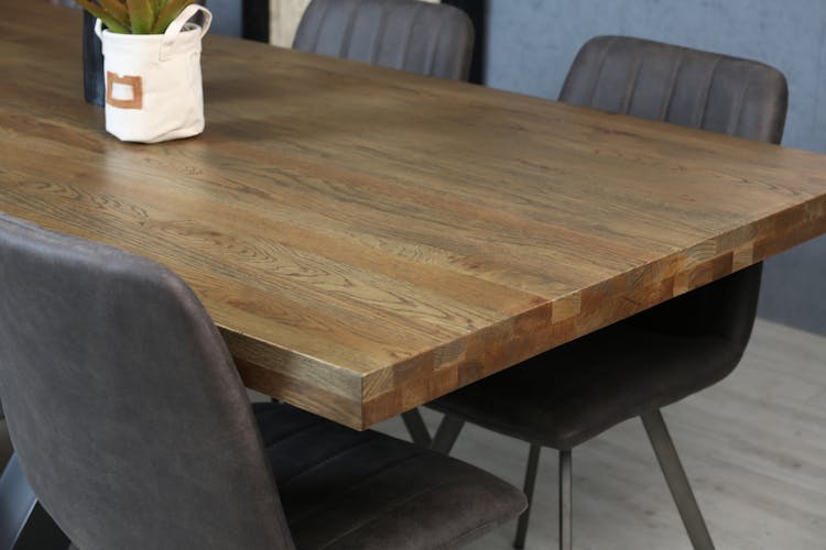 Table pied central bois de chêne et métal 240 cm HUDSON
