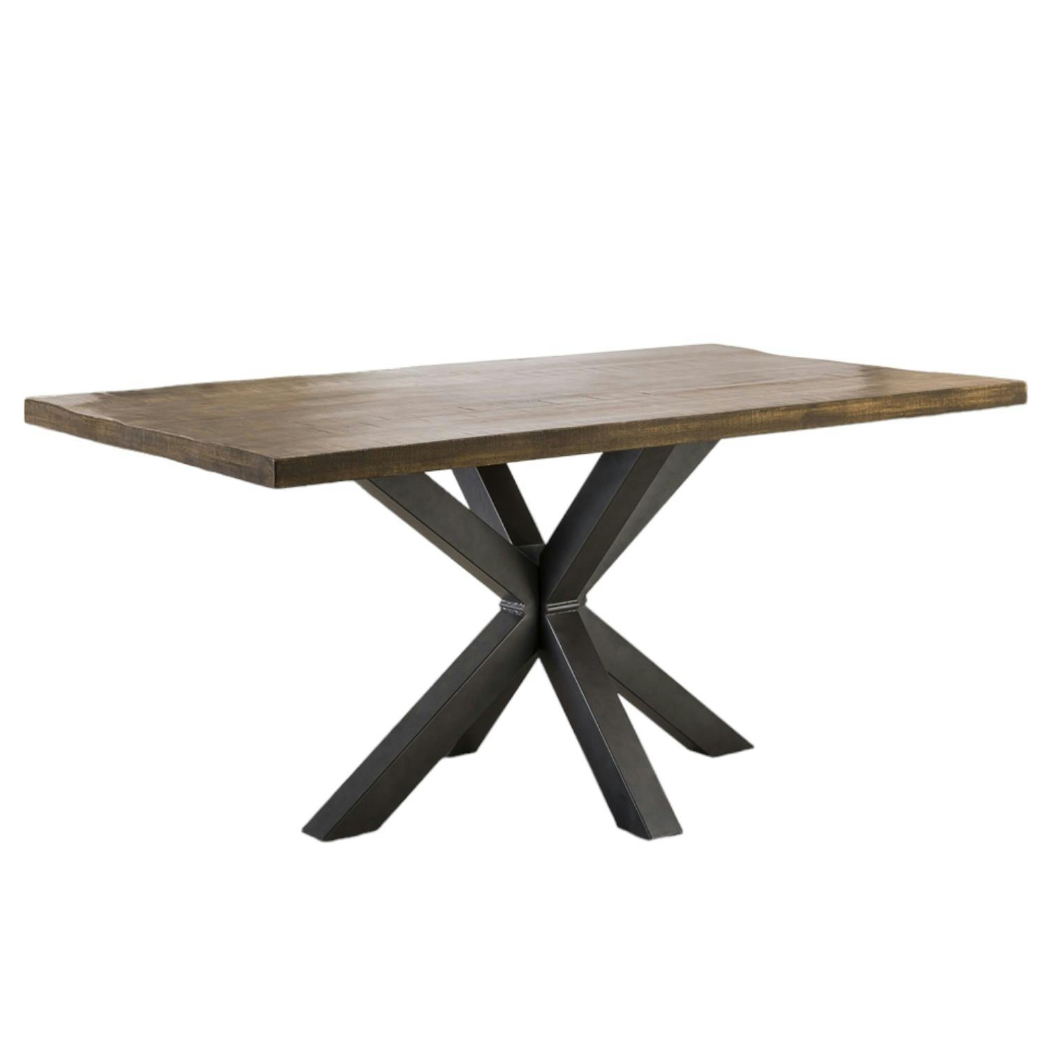 Table pied central bois de manguier 165 cm LUCKNOW