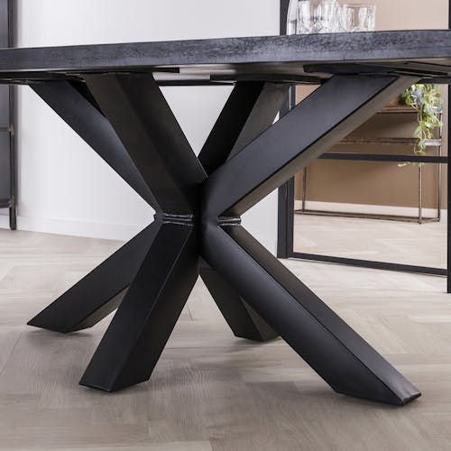 Table pied central bois de manguier noir 165 cm LUCKNOW