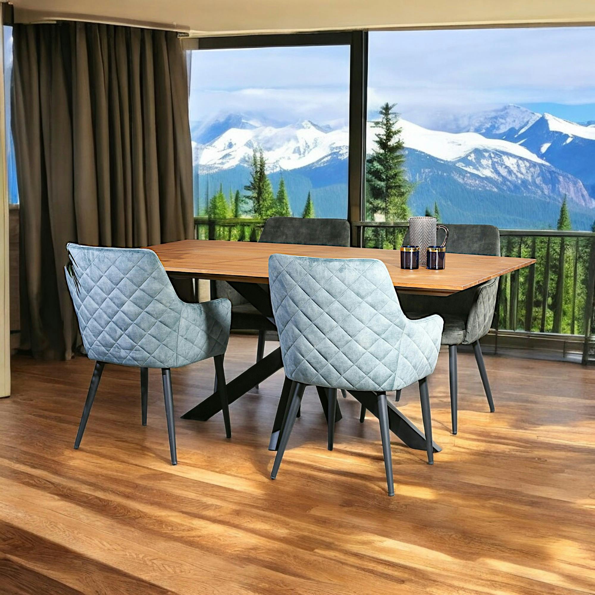 Table pied central bois recyclé teck 180 cm BARBADE