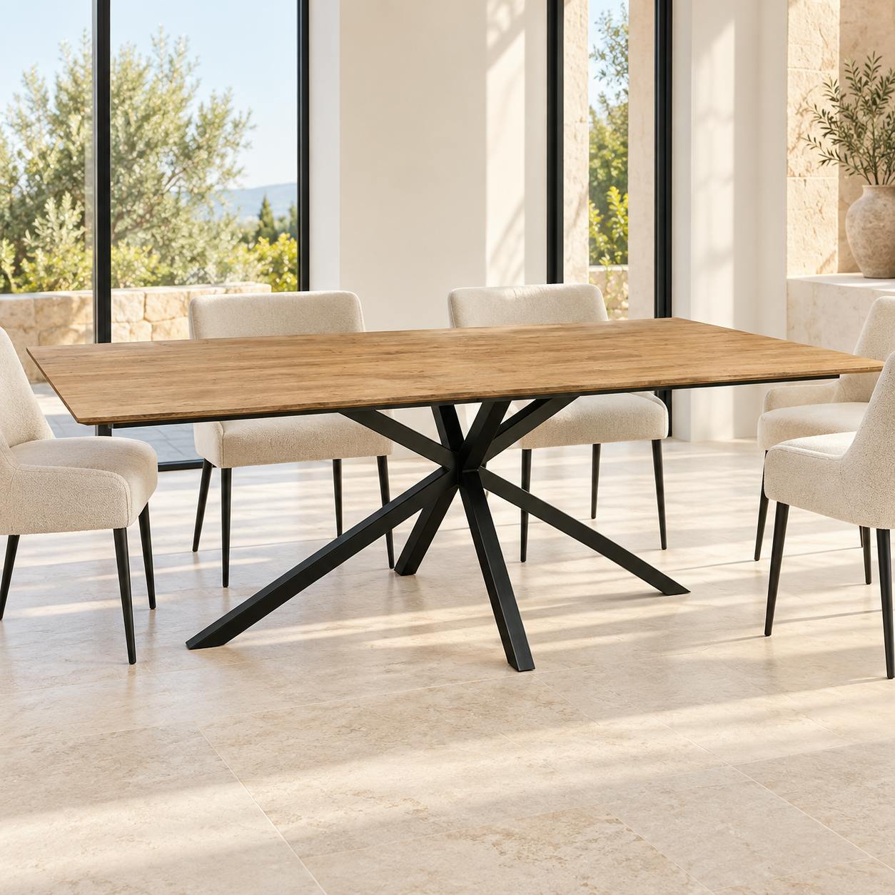Table pied central en bois de teck recyclé 240 cm DEPOK
