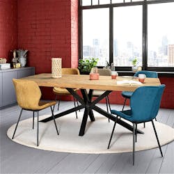 Table pied central en bois recyclé 200 cm CANBERRA
