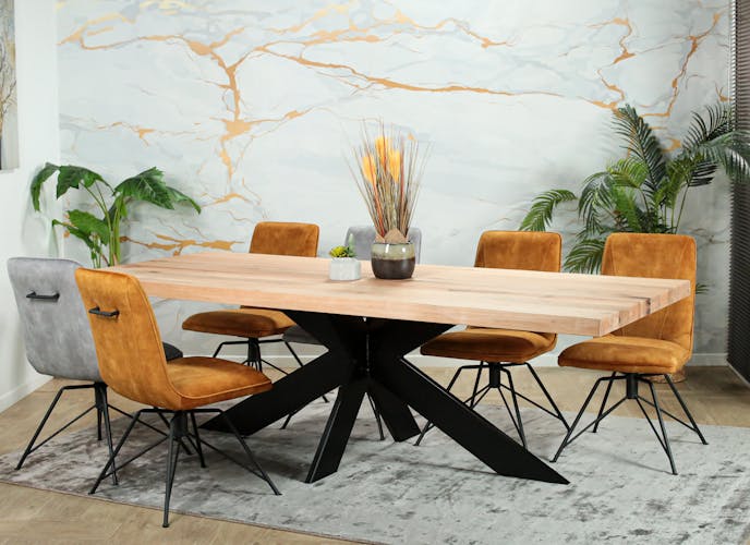 Table extensible en chêne blanc avec pied central et bords naturels 240 cm  palerme Couleur bois naturel Pier Import